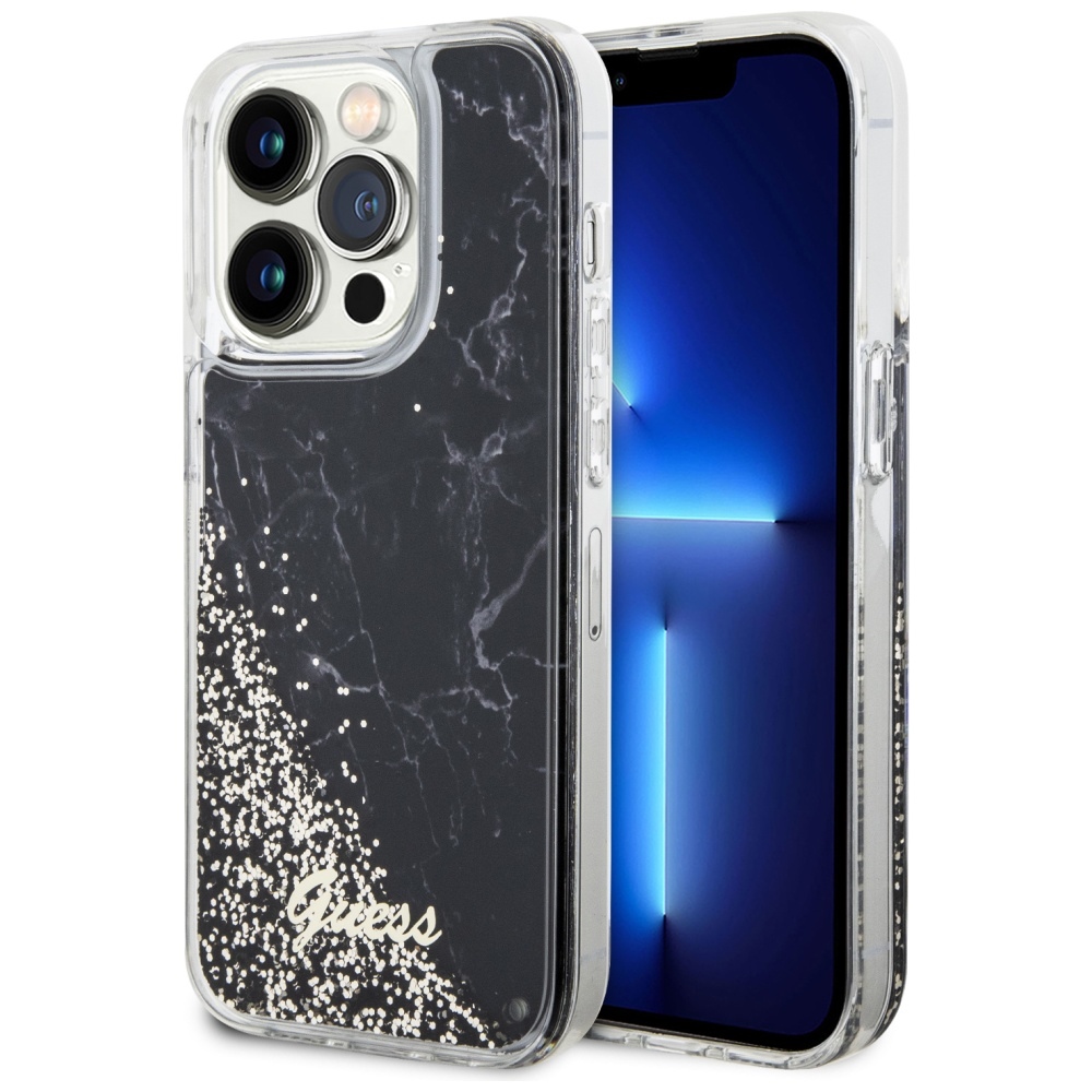 iTok webáruház - Guess Guess GUHCP14LLCSGSGK iPhone 14 Pro 6,1" fekete Liquid Glitter Marble tok 1 Guess GUHCP14LLCSGSGK iPhone 14 Pro 6.1" black/black hardcase Liquid Glitter Marble