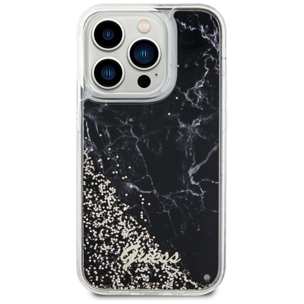iTok webáruház - Guess Guess GUHCP14LLCSGSGK iPhone 14 Pro 6,1" fekete Liquid Glitter Marble tok 3 Guess GUHCP14LLCSGSGK iPhone 14 Pro 6.1" black/black hardcase Liquid Glitter Marble