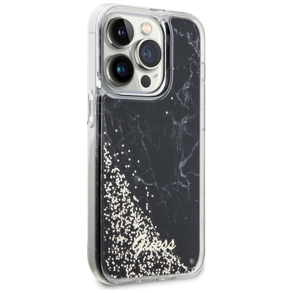iTok webáruház - Guess Guess GUHCP14LLCSGSGK iPhone 14 Pro 6,1" fekete Liquid Glitter Marble tok 4 Guess GUHCP14LLCSGSGK iPhone 14 Pro 6.1" black/black hardcase Liquid Glitter Marble