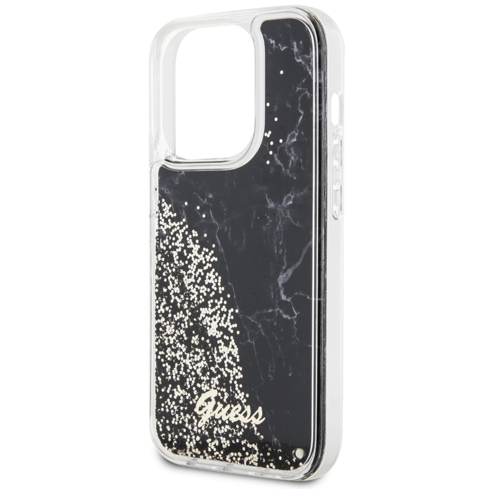 iTok webáruház - Guess Guess GUHCP14LLCSGSGK iPhone 14 Pro 6,1" fekete Liquid Glitter Marble tok 6 Guess GUHCP14LLCSGSGK iPhone 14 Pro 6.1" black/black hardcase Liquid Glitter Marble