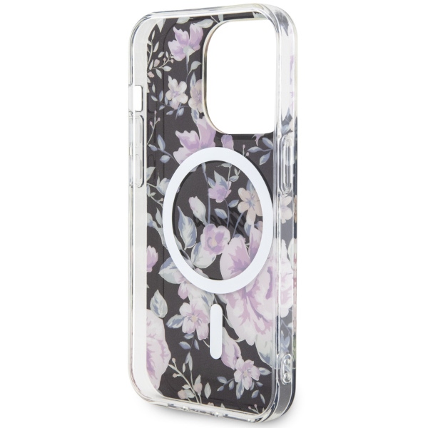 iTok webáruház - Guess Guess GUHMP14LHCFWSK iPhone 14 Pro 6.1" fekete kemény tok Flower MagSafe 7 Guess GUHMP14LHCFWSK iPhone 14 Pro 6.1" black/black hardcase Flower MagSafe