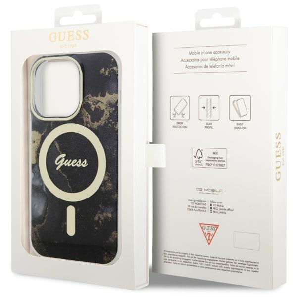 iTok webáruház - Guess Guess GUHMP14LHTMRSK iPhone 14 Pro 6,1" fekete Golden Marble MagSafe tok 8 Guess GUHMP14LHTMRSK iPhone 14 Pro 6.1" black/black hardcase Golden Marble MagSafe
