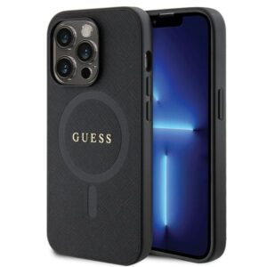 Guess GUHMP14LPSAHMCK tok iPhone 14 Pro készülékhez – fekete Saffiano MagSafe