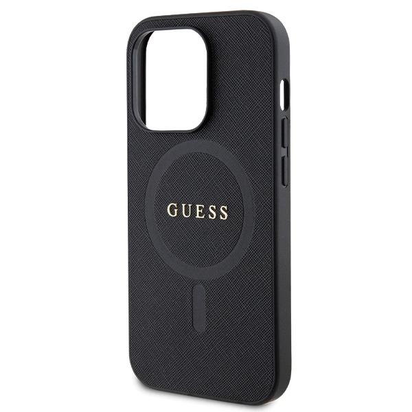 iTok webáruház - Guess Guess GUHMP14LPSAHMCK tok iPhone 14 Pro készülékhez – fekete Saffiano MagSafe 6 Guess GUHMP14LPSAHMCK case for iPhone 14 Pro - black Saffiano MagSafe