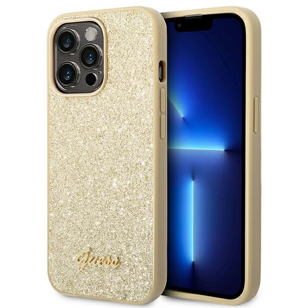 iTok webáruház - Guess Guess Glitter Script tok iPhone 14 Pro készülékhez (arany) 1 Guess Glitter Script Case for iPhone 14 Pro (arany)