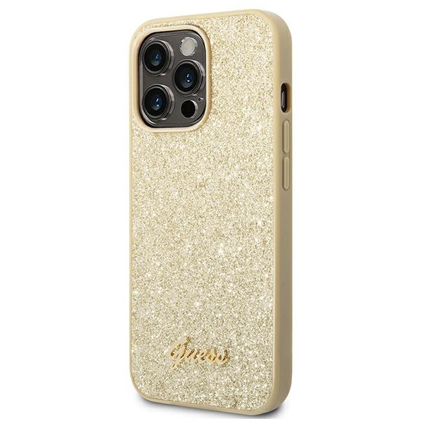 iTok webáruház - Guess Guess Glitter Script tok iPhone 14 Pro készülékhez (arany) 2 Guess Glitter Script Case for iPhone 14 Pro (arany)