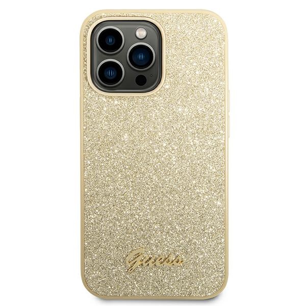 iTok webáruház - Guess Guess Glitter Script tok iPhone 14 Pro készülékhez (arany) 3 Guess Glitter Script Case for iPhone 14 Pro (arany)