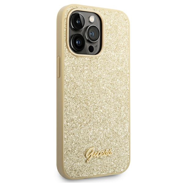 iTok webáruház - Guess Guess Glitter Script tok iPhone 14 Pro készülékhez (arany) 4 Guess Glitter Script Case for iPhone 14 Pro (arany)