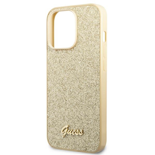 iTok webáruház - Guess Guess Glitter Script tok iPhone 14 Pro készülékhez (arany) 6 Guess Glitter Script Case for iPhone 14 Pro (arany)