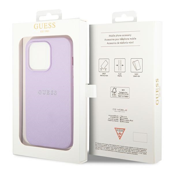 iTok webáruház - Guess Guess Saffiano Strap tok iPhone 14 Pro készülékhez (lila) 8 Guess Saffiano Strap Case for iPhone 14 Pro (lila)