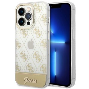Guess GUHCP14LHG4MHG 4G Pattern Script tok iPhone 14 Pro 6,1 hüvelykes készülékhez – arany