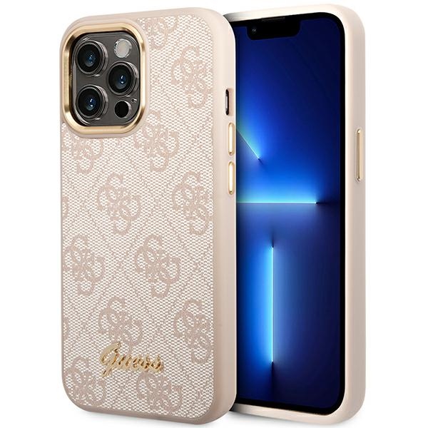 iTok webáruház - Guess Guess 4G Vintage Gold Logo tok iPhone 14 Pro készülékhez (rózsaszín) 1 Guess 4G Vintage Gold Logo case for iPhone 14 Pro (rózsaszín)