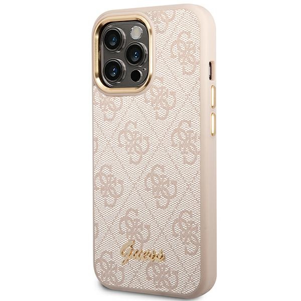 iTok webáruház - Guess Guess 4G Vintage Gold Logo tok iPhone 14 Pro készülékhez (rózsaszín) 2 Guess 4G Vintage Gold Logo case for iPhone 14 Pro (rózsaszín)