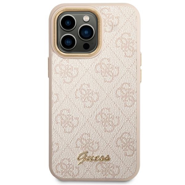 iTok webáruház - Guess Guess 4G Vintage Gold Logo tok iPhone 14 Pro készülékhez (rózsaszín) 3 Guess 4G Vintage Gold Logo case for iPhone 14 Pro (rózsaszín)