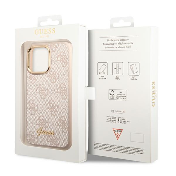 iTok webáruház - Guess Guess 4G Vintage Gold Logo tok iPhone 14 Pro készülékhez (rózsaszín) 8 Guess 4G Vintage Gold Logo case for iPhone 14 Pro (rózsaszín)