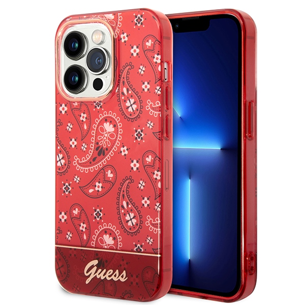 iTok webáruház - Guess Guess GUHCP14LHGBNHR Bandana Paisley tok iPhone 14 Pro készülékhez (piros) 1 Guess GUHCP14LHGBNHR iPhone 14 Pro 6.1" red/red hardcase Bandana Paisley