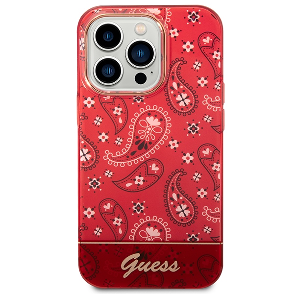 iTok webáruház - Guess Guess GUHCP14LHGBNHR Bandana Paisley tok iPhone 14 Pro készülékhez (piros) 3 Guess GUHCP14LHGBNHR iPhone 14 Pro 6.1" red/red hardcase Bandana Paisley