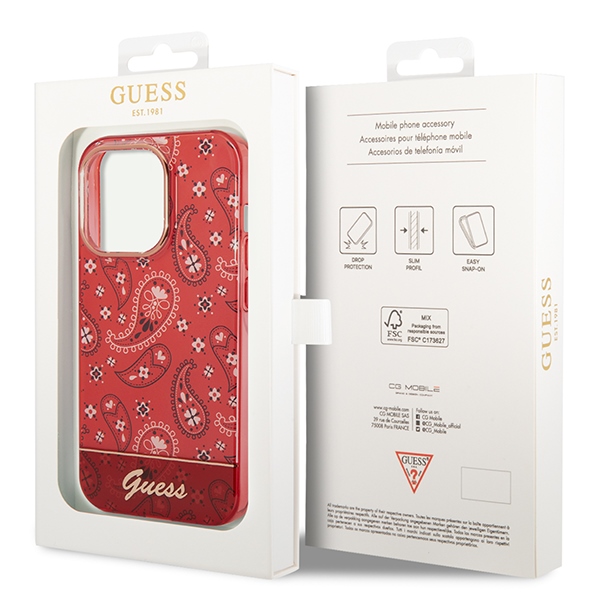 iTok webáruház - Guess Guess GUHCP14LHGBNHR Bandana Paisley tok iPhone 14 Pro készülékhez (piros) 8 Guess GUHCP14LHGBNHR iPhone 14 Pro 6.1" red/red hardcase Bandana Paisley