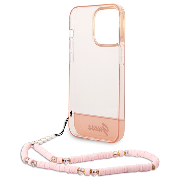 iTok webáruház - Guess Guess GUHCP14LHGCOHP iPhone 14 Pro 6,1 hüvelykes rózsaszín keménytok pánttal 6 Guess GUHCP14LHGCOHP iPhone 14 Pro 6.1" pink/pink hardcase Translucent Pearl Strap