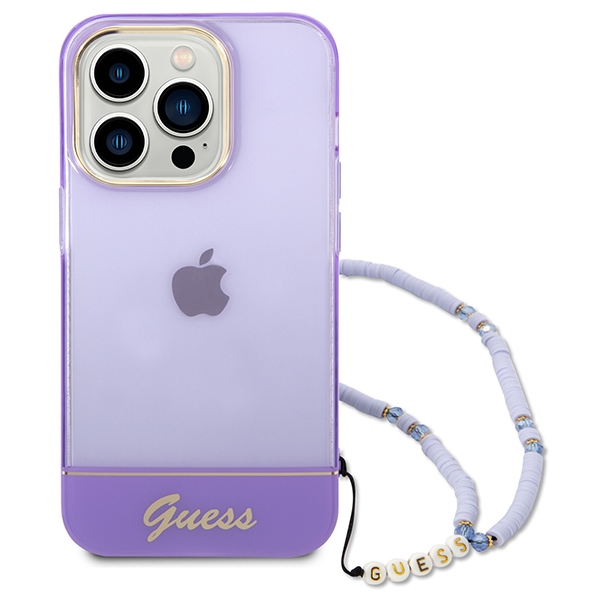 iTok webáruház - Guess Guess GUHCP14LHGCOHU tok iPhone 14 Pro 6,1 hüvelykes készülékhez – Translucent Pearl Strap 2 Guess GUHCP14LHGCOHU iPhone 14 Pro 6.1" purple/purple hardcase Translucent Pearl Strap