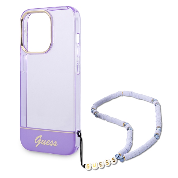 iTok webáruház - Guess Guess GUHCP14LHGCOHU tok iPhone 14 Pro 6,1 hüvelykes készülékhez – Translucent Pearl Strap 5 Guess GUHCP14LHGCOHU iPhone 14 Pro 6.1" purple/purple hardcase Translucent Pearl Strap
