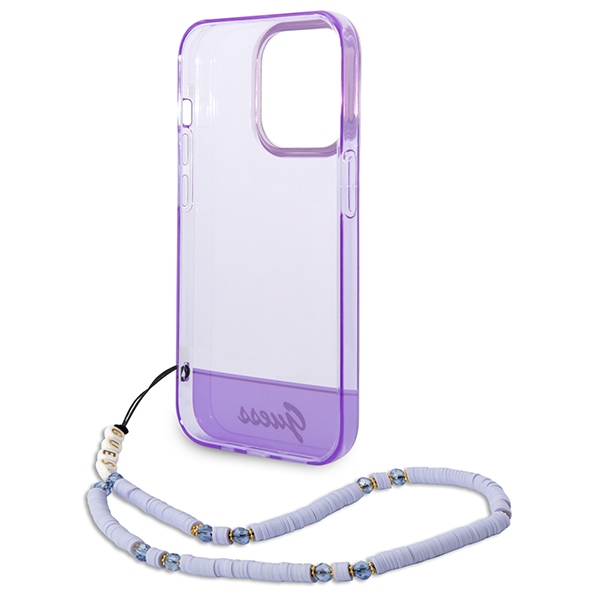 iTok webáruház - Guess Guess GUHCP14LHGCOHU tok iPhone 14 Pro 6,1 hüvelykes készülékhez – Translucent Pearl Strap 6 Guess GUHCP14LHGCOHU iPhone 14 Pro 6.1" purple/purple hardcase Translucent Pearl Strap