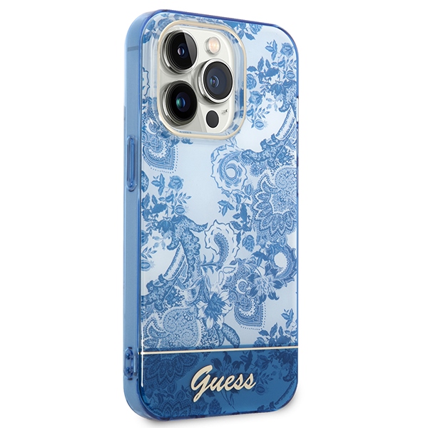 iTok webáruház - Guess Guess GUHCP14LHGPLHB iPhone 14 Pro 6,1 hüvelykes kemény tok – Porcelain Collection, kék 4 Guess GUHCP14LHGPLHB iPhone 14 Pro 6.1" blue/blue hardcase Porcelain Collection