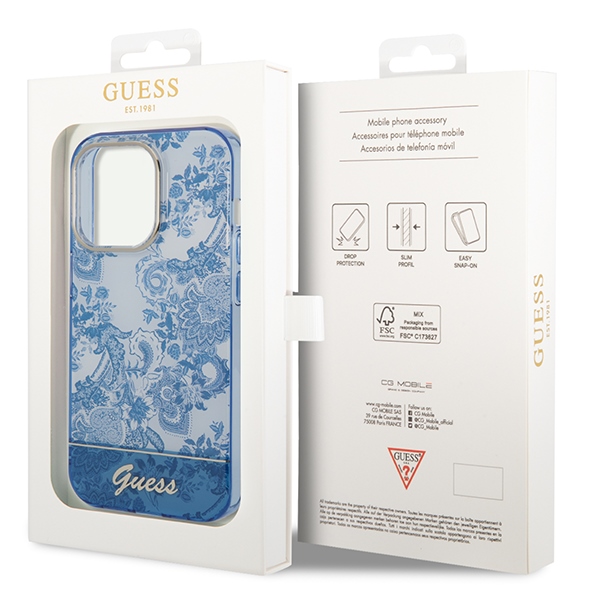 iTok webáruház - Guess Guess GUHCP14LHGPLHB iPhone 14 Pro 6,1 hüvelykes kemény tok – Porcelain Collection, kék 8 Guess GUHCP14LHGPLHB iPhone 14 Pro 6.1" blue/blue hardcase Porcelain Collection