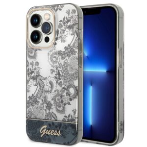 Guess GUHCP14LHGPLHG iPhone 14 Pro 6,1″ szürke kemény tok – Porcelain Collection