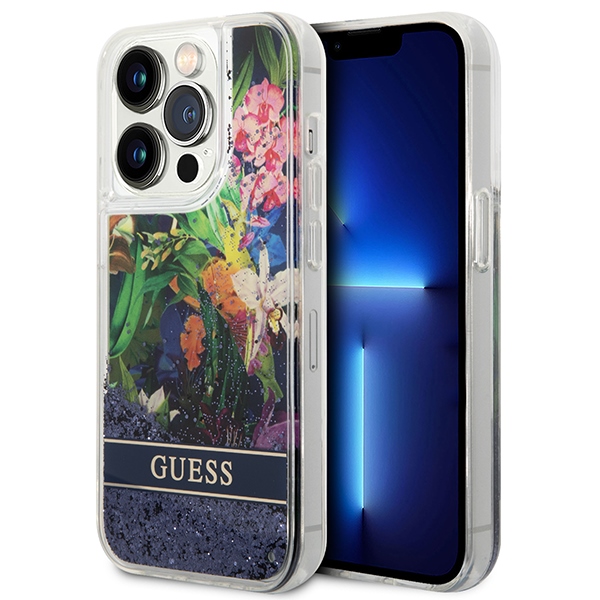iTok webáruház - Guess Guess GUHCP14LLFLSB Flower Liquid Glitter kék tok iPhone 14 Pro 6,1" készülékhez 1 Guess GUHCP14LLFLSB iPhone 14 Pro 6.1 "blue / blue hardcase Flower Liquid Glitter