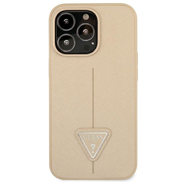 iTok webáruház - Guess Guess GUHCP14LPSATLE SaffianoTriangle Logo tok iPhone 14 Pro 6,1 hüvelykes készülékhez, bézs 3 Guess GUHCP14LPSATLE iPhone 14 Pro 6,1 "beige / beige hardcase SaffianoTriangle Logo