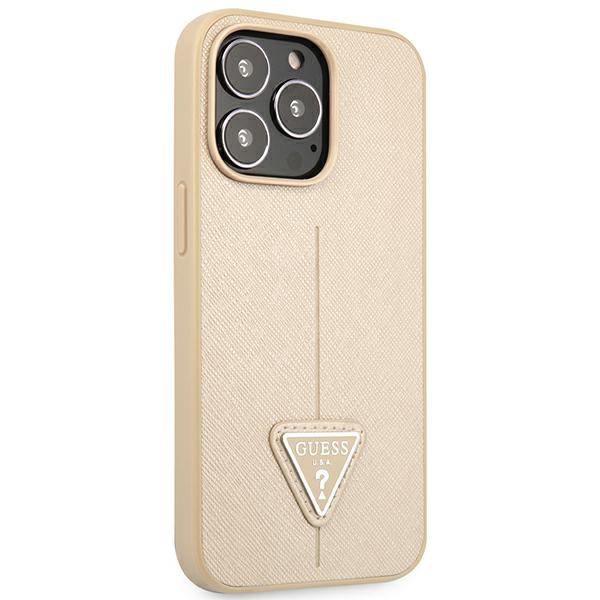 iTok webáruház - Guess Guess GUHCP14LPSATLE SaffianoTriangle Logo tok iPhone 14 Pro 6,1 hüvelykes készülékhez, bézs 4 Guess GUHCP14LPSATLE iPhone 14 Pro 6,1 "beige / beige hardcase SaffianoTriangle Logo