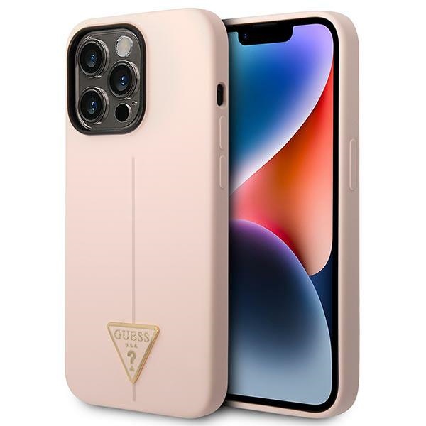 iTok webáruház - Guess Guess GUHCP14LSLTGP szilikon tok iPhone 14 Pro készülékhez (rózsaszín) 1 Guess GUHCP14LSLTGP iPhone 14 Pro 6.1" pink/pink hardcase Silicone Triangle