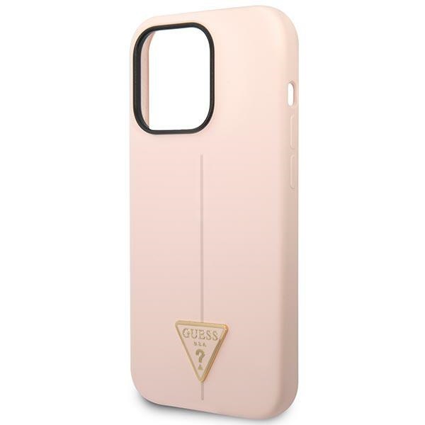 iTok webáruház - Guess Guess GUHCP14LSLTGP szilikon tok iPhone 14 Pro készülékhez (rózsaszín) 6 Guess GUHCP14LSLTGP iPhone 14 Pro 6.1" pink/pink hardcase Silicone Triangle