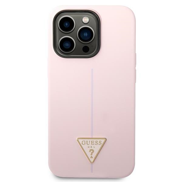 iTok webáruház - Guess Guess Silicone Triangle szilikon tok iPhone 14 Pro 6,1 hüvelykes készülékhez (lila) 3 Guess Silicone Triangle iPhone 14 Pro 6.1" Case (lila)