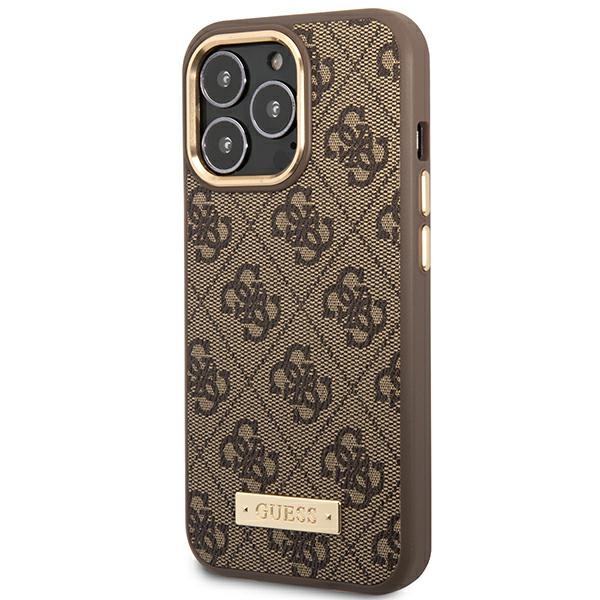 iTok webáruház - Guess Guess GUHMP14LU4GPRW iPhone 14 Pro 6,1 hüvelykes barna kemény tok MagSafe 2 Guess GUHMP14LU4GPRW iPhone 14 Pro 6.1 "brown / brown hard case 4G Logo Plate MagSafe