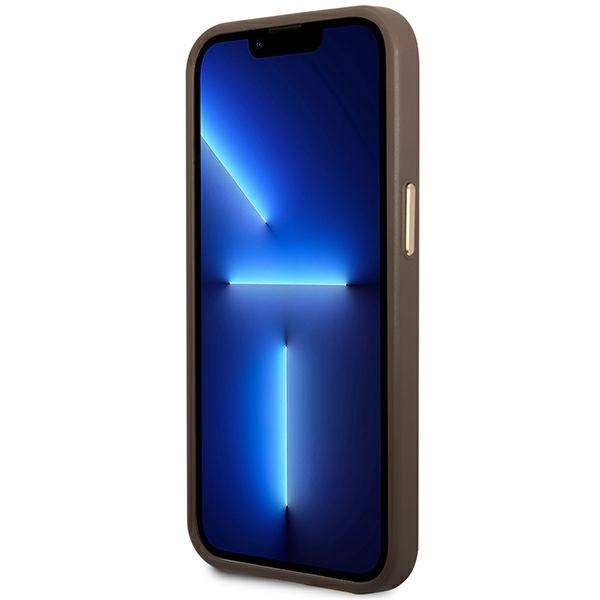 iTok webáruház - Guess Guess GUHMP14LU4GPRW iPhone 14 Pro 6,1 hüvelykes barna kemény tok MagSafe 5 Guess GUHMP14LU4GPRW iPhone 14 Pro 6.1 "brown / brown hard case 4G Logo Plate MagSafe