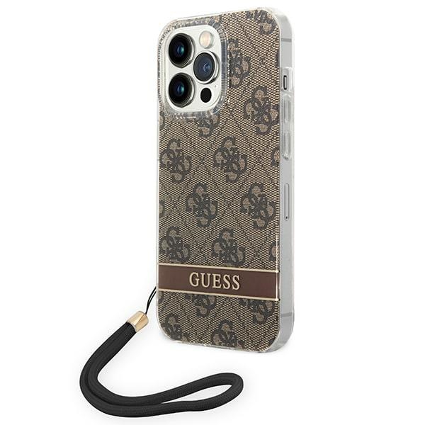 iTok webáruház - Guess Guess GUOHCP14LH4STW iPhone 14 Pro barna tok nyakpánttal 1 Guess GUOHCP14LH4STW iPhone 14 Pro 6.1 "brown / brown hardcase 4G Print Strap