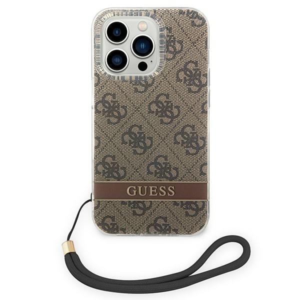 iTok webáruház - Guess Guess GUOHCP14LH4STW iPhone 14 Pro barna tok nyakpánttal 2 Guess GUOHCP14LH4STW iPhone 14 Pro 6.1 "brown / brown hardcase 4G Print Strap