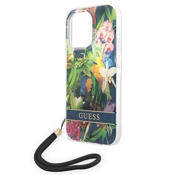 iTok webáruház - Guess Guess GUOHCP14LHFLSB Flower Strap tok iPhone 14 Pro 6,1 hüvelykes készülékhez – kék 5 Guess GUOHCP14LHFLSB iPhone 14 Pro 6.1 "blue / blue hardcase Flower Strap