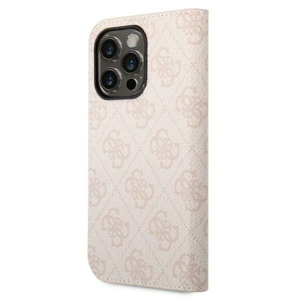 iTok webáruház - Guess Guess GUBKP14LHG4SHP 4G Vintage Gold Logo könyvtok iPhone 14 Pro 6,1 hüvelykhez – pink 2 Guess GUBKP14LHG4SHP iPhone 14 Pro 6.1 "pink / pink book 4G Vintage Gold Logo