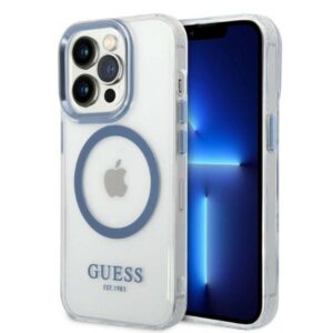 Guess Metal Outline MagSafe tok iPhone 14 Pro készülékhez (kék)