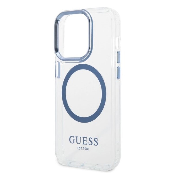 iTok webáruház - Guess Guess Metal Outline MagSafe tok iPhone 14 Pro készülékhez (kék) 6 Guess Metal Outline MagSafe case for iPhone 14 Pro (kék)