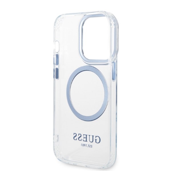 iTok webáruház - Guess Guess Metal Outline MagSafe tok iPhone 14 Pro készülékhez (kék) 7 Guess Metal Outline MagSafe case for iPhone 14 Pro (kék)
