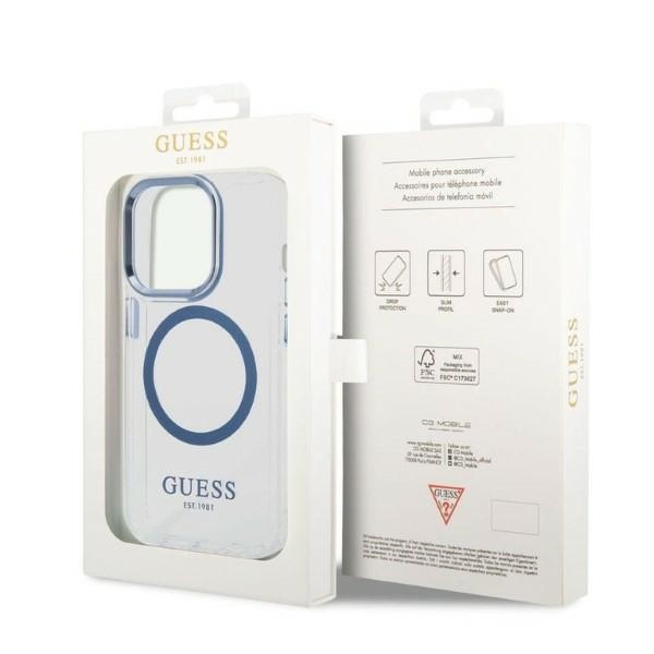 iTok webáruház - Guess Guess Metal Outline MagSafe tok iPhone 14 Pro készülékhez (kék) 8 Guess Metal Outline MagSafe case for iPhone 14 Pro (kék)