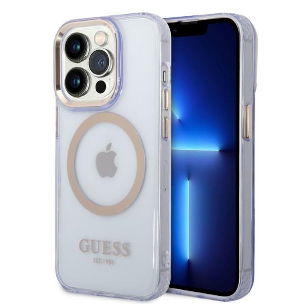 iTok webáruház - Guess Guess GUHMP14LHTCMU Gold Outline MagSafe tok iPhone 14 Pro 6,1 hüvelykes készülékhez – lila/arany 1 Guess GUHMP14LHTCMU iPhone 14 Pro 6.1" purple/purple hard case Gold Outline Translucent MagSafe