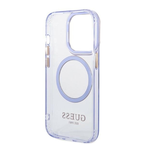 iTok webáruház - Guess Guess GUHMP14LHTCMU Gold Outline MagSafe tok iPhone 14 Pro 6,1 hüvelykes készülékhez – lila/arany 7 Guess GUHMP14LHTCMU iPhone 14 Pro 6.1" purple/purple hard case Gold Outline Translucent MagSafe