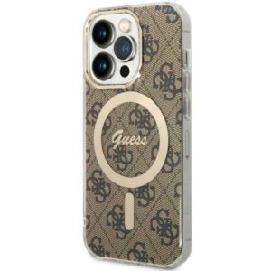 Guess GUHMP14LH4STW iPhone 14 Pro 6,1″ barna MagSafe tok