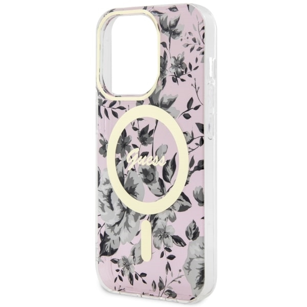 iTok webáruház - Guess Guess GUHMP14LHCFWSP Flower MagSafe tok iPhone 14 Pro készülékhez 6 Guess GUHMP14LHCFWSP iPhone 14 Pro 6.1" pink/pink hardcase Flower MagSafe