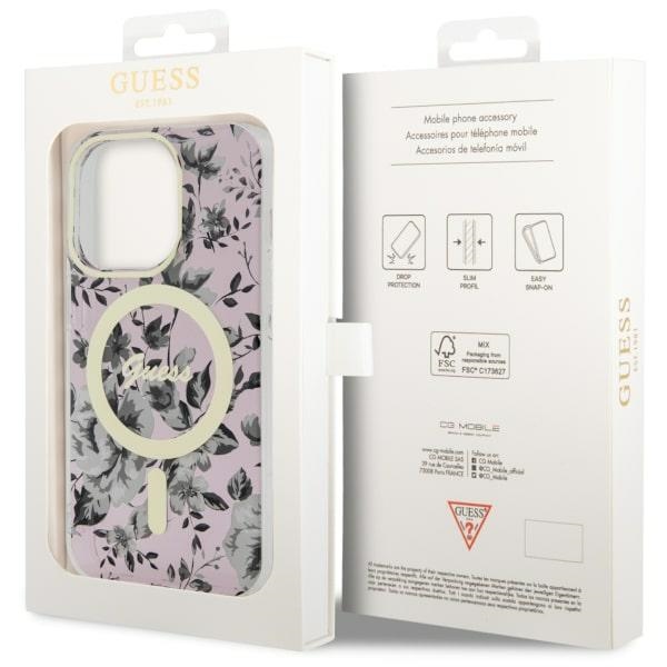iTok webáruház - Guess Guess GUHMP14LHCFWSP Flower MagSafe tok iPhone 14 Pro készülékhez 8 Guess GUHMP14LHCFWSP iPhone 14 Pro 6.1" pink/pink hardcase Flower MagSafe